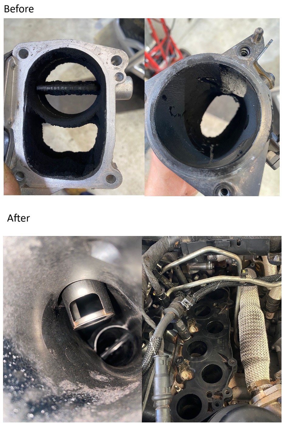 Intake cleaning before and after